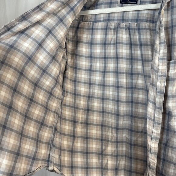 Abercrombie & Fitch Tan & Blue Plaid Button Up Shirt Women’s Size SMALL Preowned - Picture 6 of 16